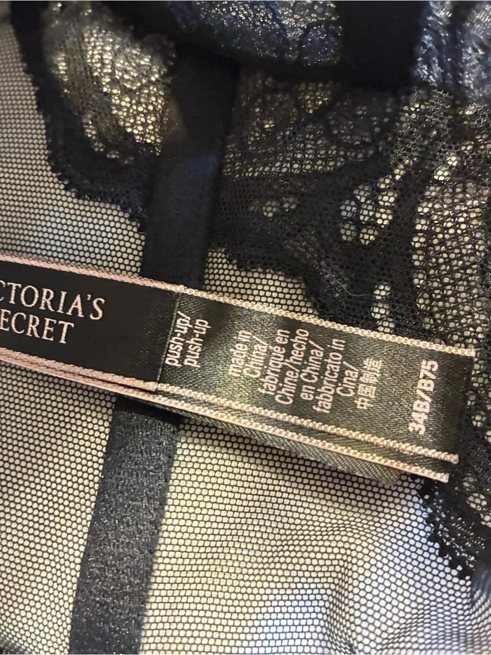 Victoria's Secret Black Lace Longline Bustier Bra with Branded Straps